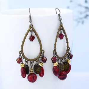 Wholesale Vintage Beaded Tassel Alloy Earrings