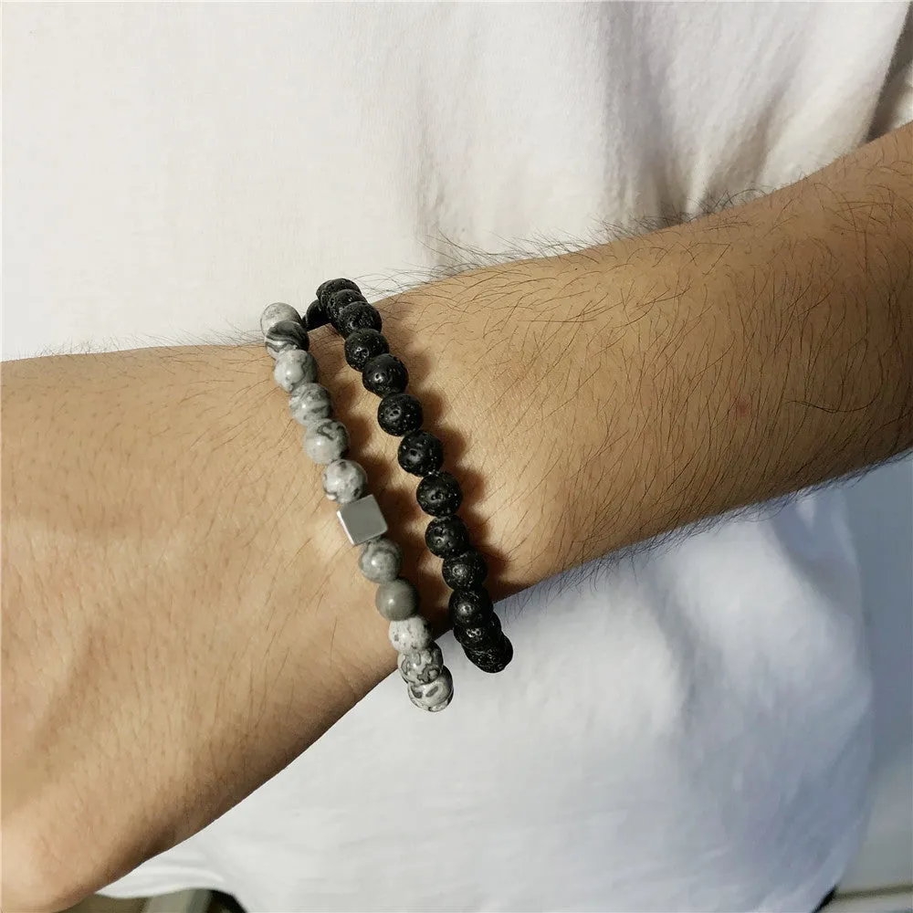 Wholesale vintage black frosted bracelet zircon crown diamond ball dice lion head beads bracelet suit