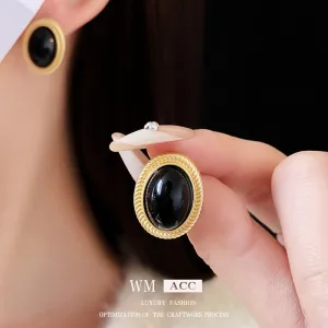 Wholesale  Vintage Black Oval Atmospheric Premium Earrings