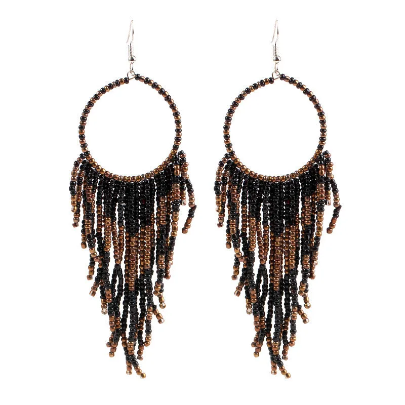 Wholesale Vintage Bohemian Long Bead Earrings
