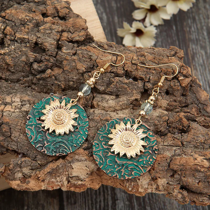 Wholesale Vintage Bohemian Sunflower Alloy Earrings