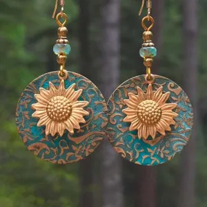 Wholesale Vintage Bohemian Sunflower Alloy Earrings
