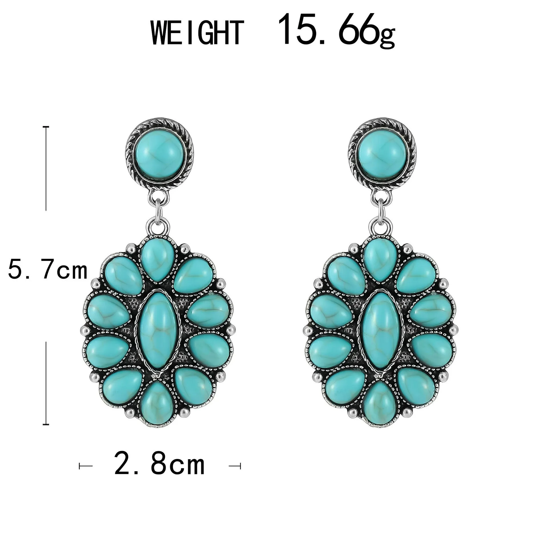 Wholesale Vintage Bohemian Turquoise Geometric Stud Earrings