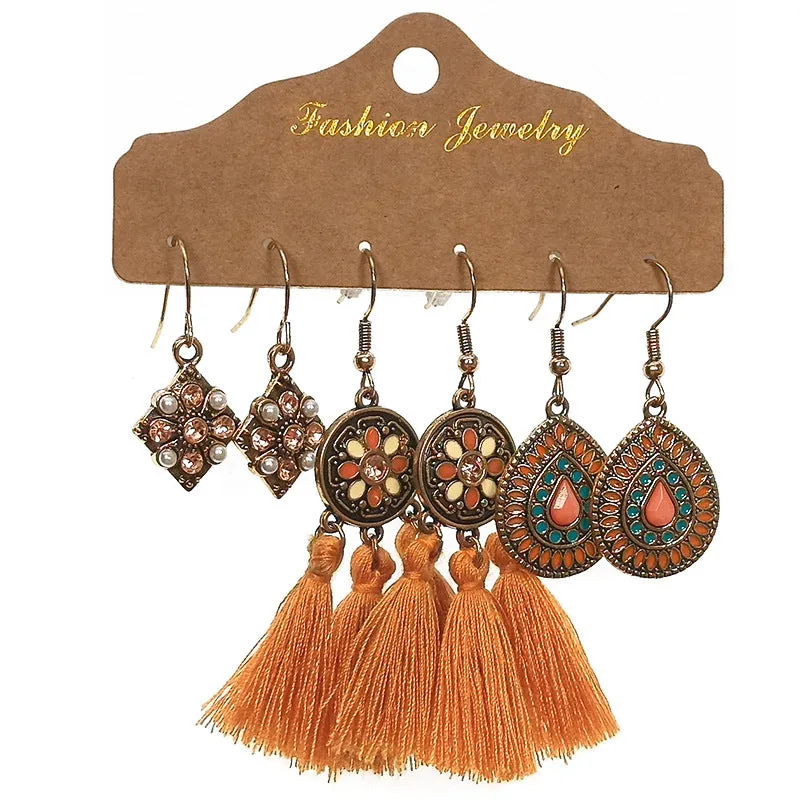 Wholesale Vintage Boho Tassel Set Earrings