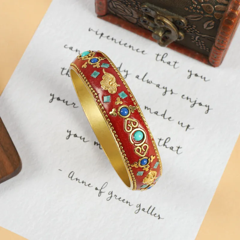Wholesale  Vintage Brass with Turquoise Ethnic Style Bracelet