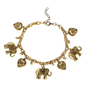 Wholesale Vintage Carved Elephant Heart Alloy Bracelets
