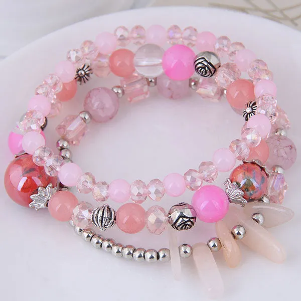Wholesale Vintage Cat's Eye Crystal Agate Beaded Multi-layer Bracelet
