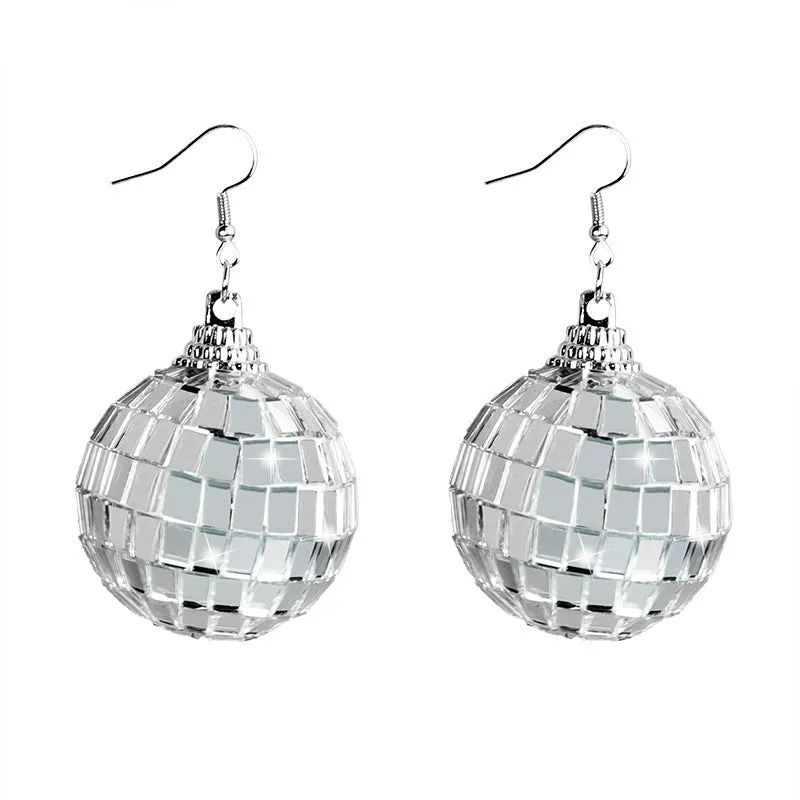Wholesale Vintage Christmas Ball Mirror Earrings
