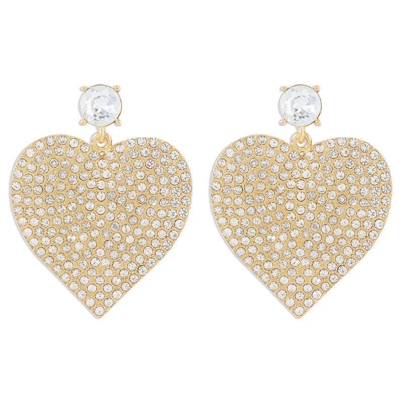 Wholesale Vintage Creative Heart Shaped Rhinestone Earrings