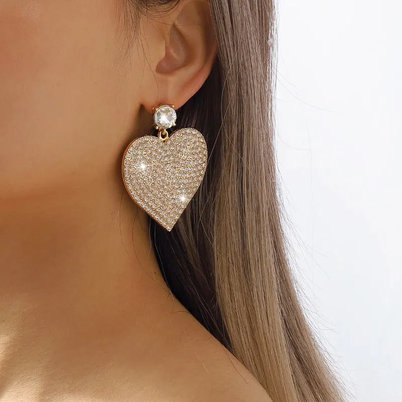 Wholesale Vintage Creative Heart Shaped Rhinestone Earrings