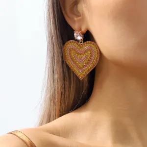 Wholesale Vintage Creative Heart Shaped Rhinestone Earrings