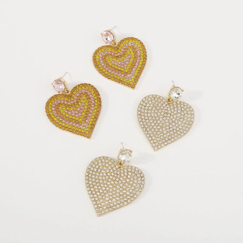 Wholesale Vintage Creative Heart Shaped Rhinestone Earrings
