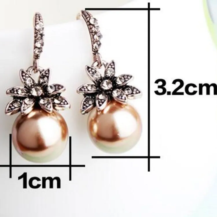 Wholesale Vintage Creative Pearl Sunflower Diamond Earrings