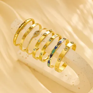 Wholesale Vintage Diamond Colored Zirconia Eye Titanium Steel Bracelet