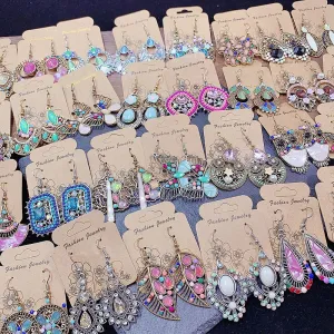 Wholesale Vintage Diamond-encrusted Light Luxury Carved Ethnic Style Earrings