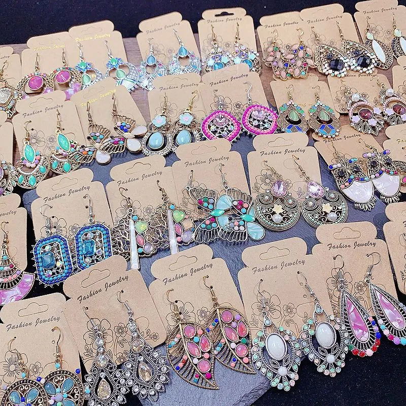 Wholesale Vintage Diamond-encrusted Light Luxury Carved Ethnic Style Earrings