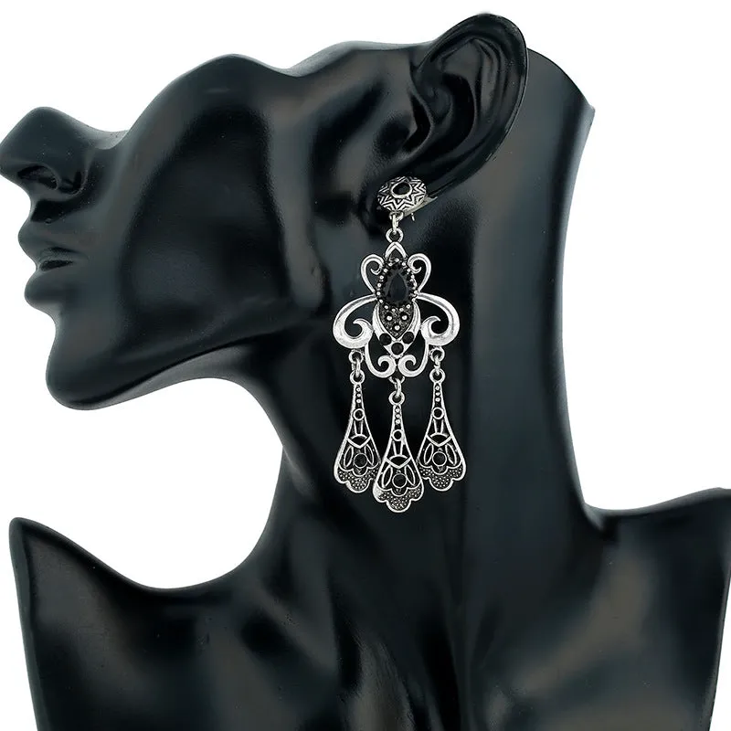 Wholesale Vintage Diamond Tassels Alloy Earrings