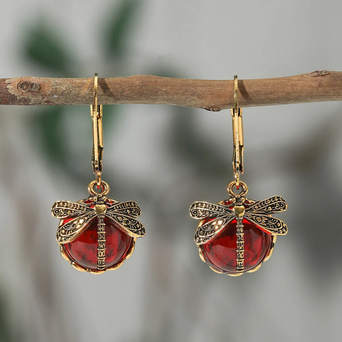 Wholesale Vintage Dragonfly Green Bohemian Earrings