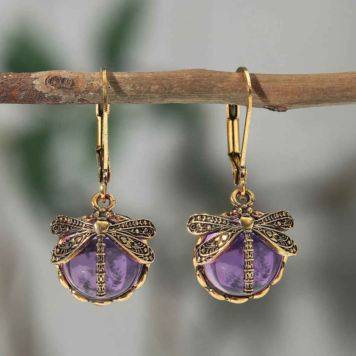 Wholesale Vintage Dragonfly Green Bohemian Earrings