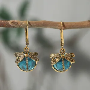 Wholesale Vintage Dragonfly Green Bohemian Earrings