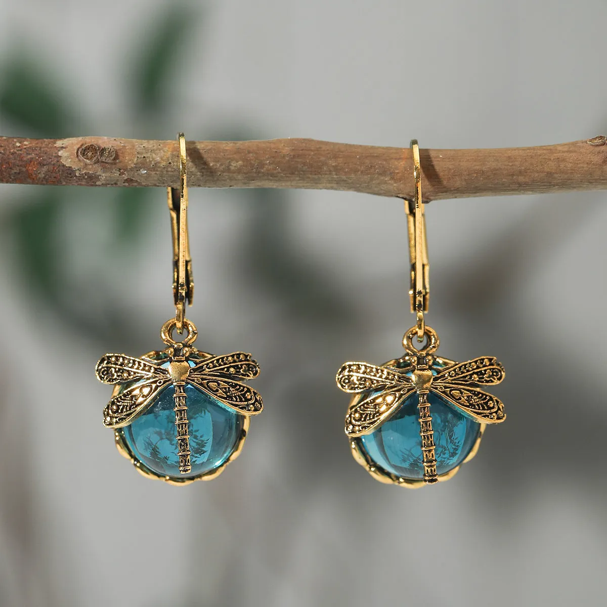 Wholesale Vintage Dragonfly Green Bohemian Earrings