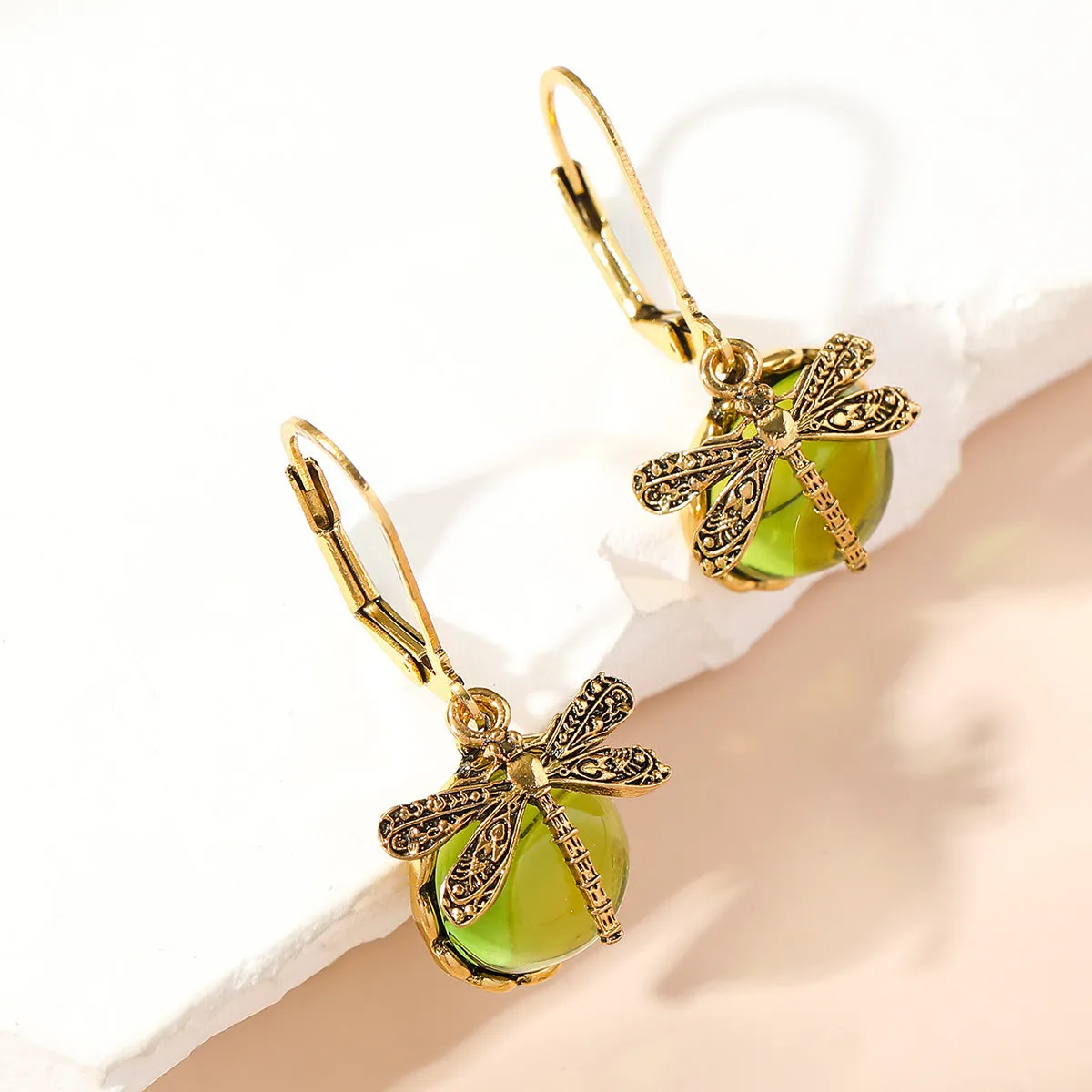 Wholesale Vintage Dragonfly Green Bohemian Earrings
