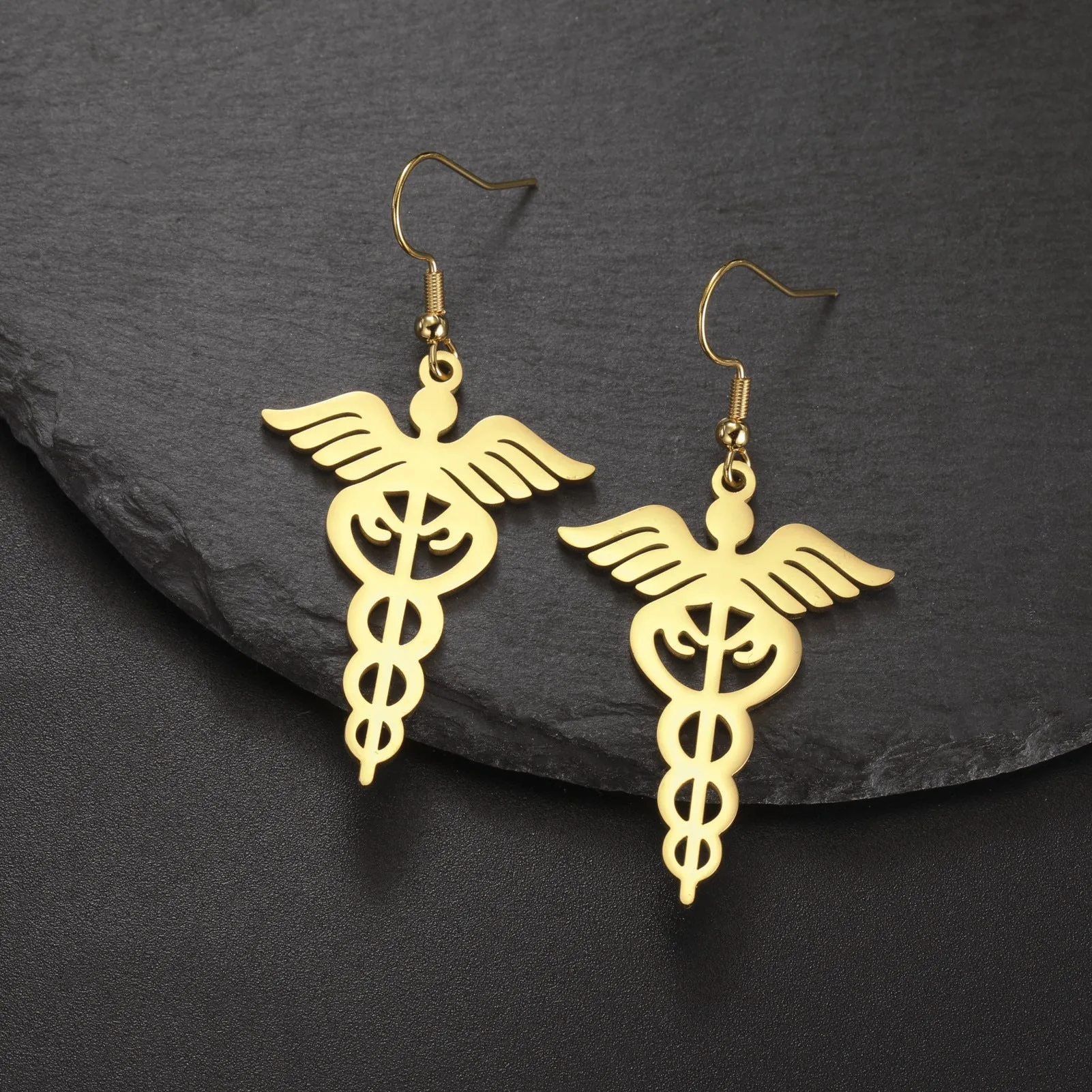 Wholesale Vintage ear hook 304 stainless steel scepter pendant earrings