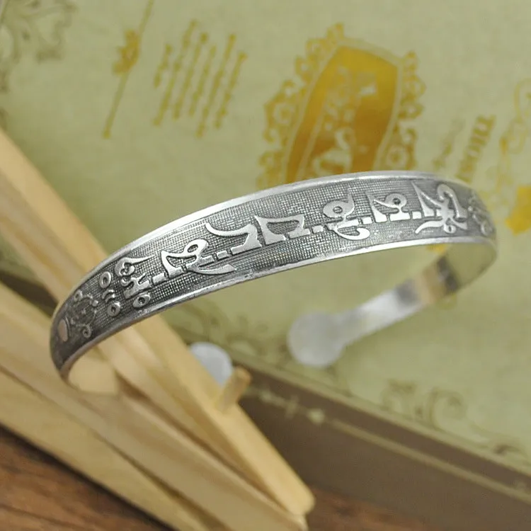 Wholesale Vintage elephant carved open women's dragon and phoenix bracelet ethnic style Tibetan silver bracelet Miao silver bracelet