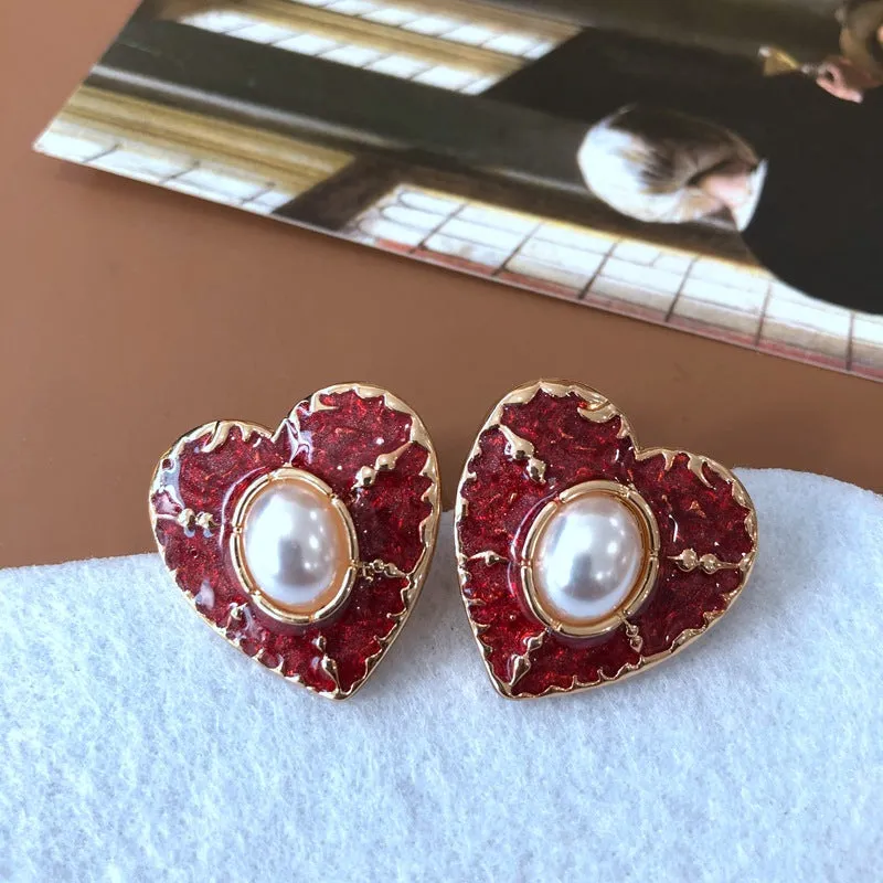 Wholesale Vintage Enamel Gem Diamond Alloy Earrings