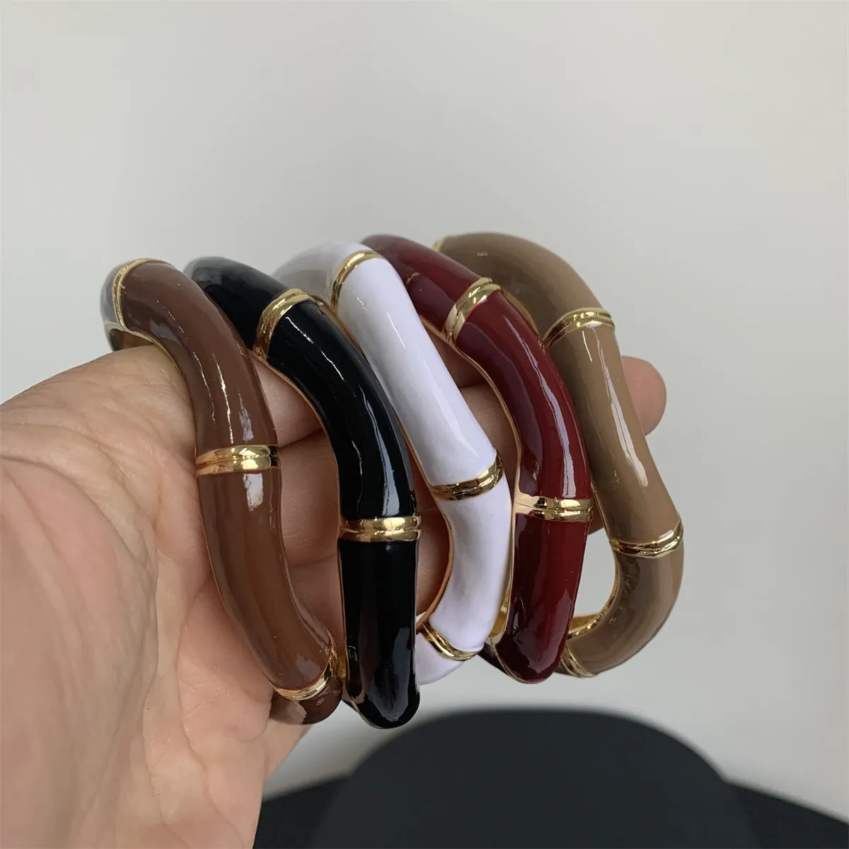 Wholesale Vintage enamel oil drip irregular wave open bracelet