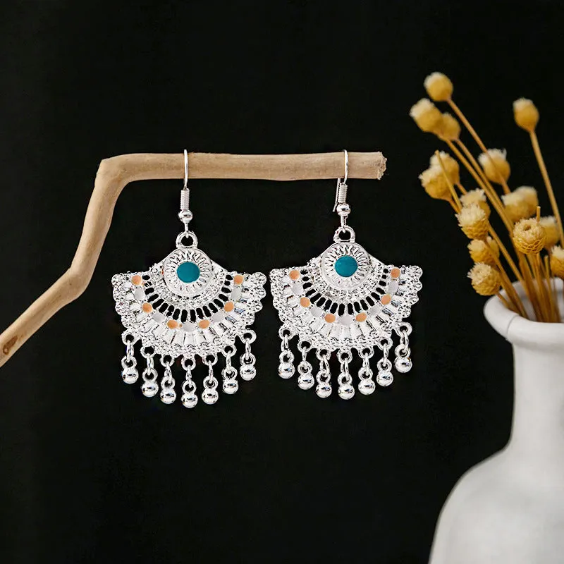 Wholesale Vintage Ethnic Style Bell Tassel Hollowed Out Alloy Earrings