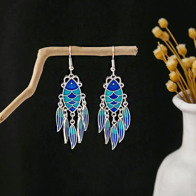 Wholesale Vintage Ethnic Style Bell Tassel Hollowed Out Alloy Earrings
