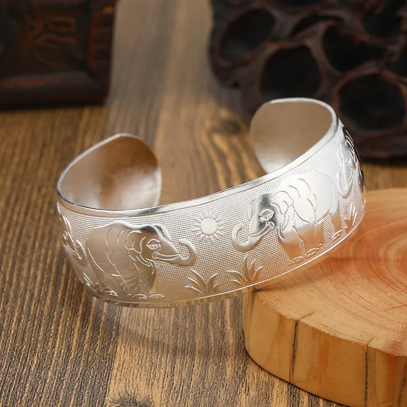 Wholesale Vintage Ethnic Style Miao Silver Bracelet