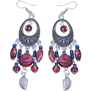 Wholesale Vintage Ethnic Tassel Leaf Alloy Earrings