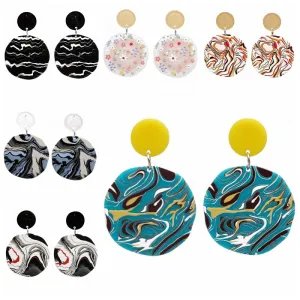 Wholesale Vintage Flowers Silver Plated Acrylic Earrings