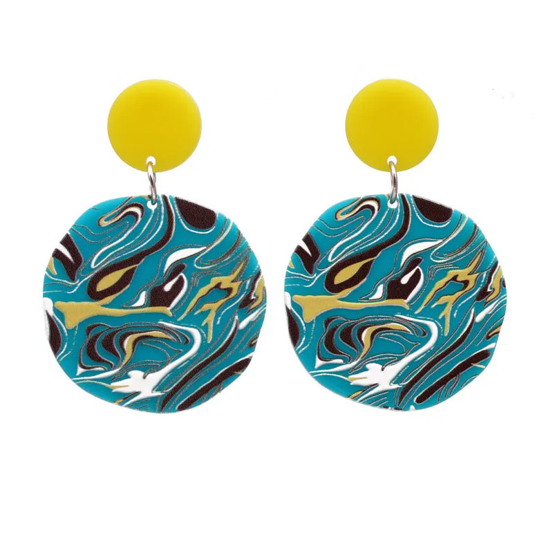 Wholesale Vintage Flowers Silver Plated Acrylic Earrings