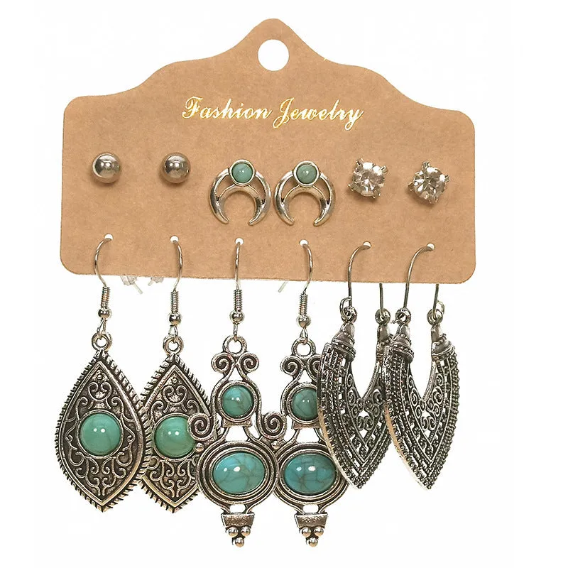 Wholesale Vintage Geometric Alloy Tassel Set Earrings