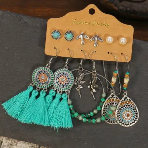 Wholesale Vintage Geometric Alloy Tassel Set Earrings