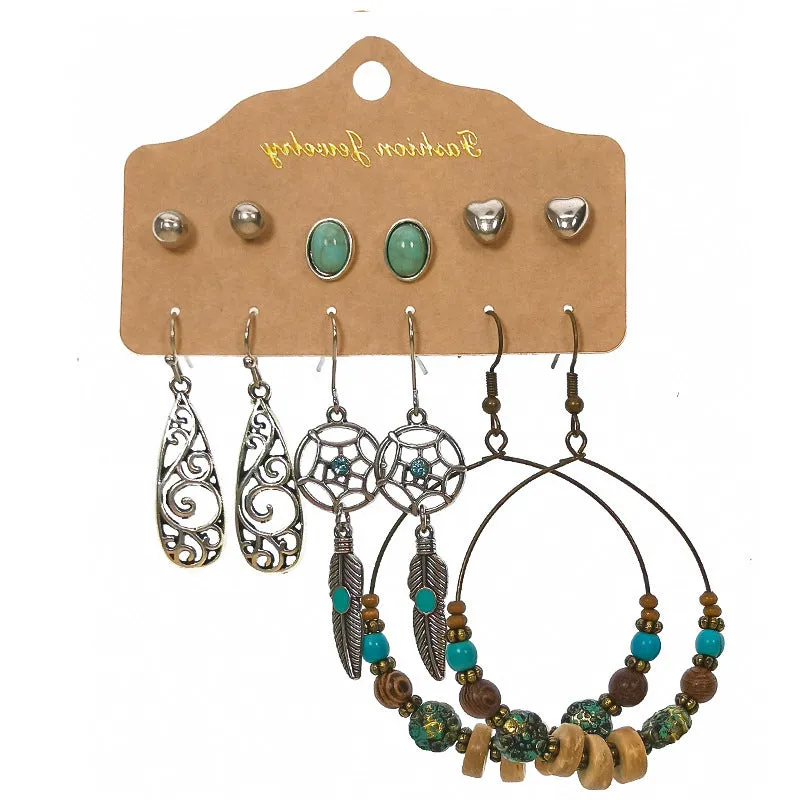 Wholesale Vintage Geometric Alloy Tassel Set Earrings