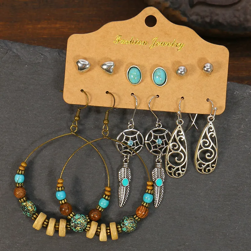 Wholesale Vintage Geometric Alloy Tassel Set Earrings
