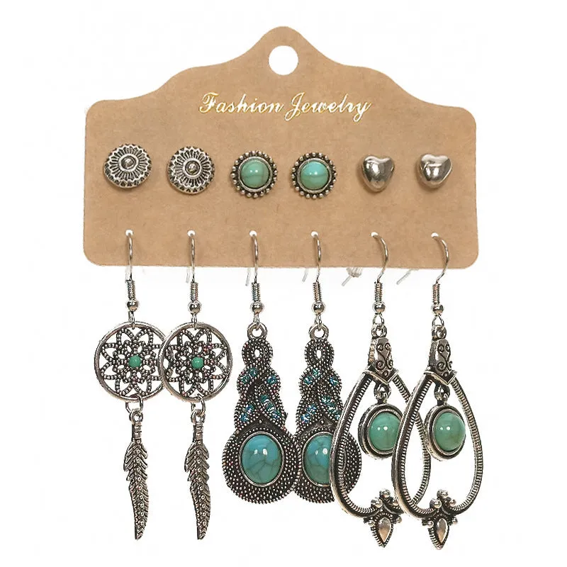 Wholesale Vintage Geometric Alloy Tassel Set Earrings
