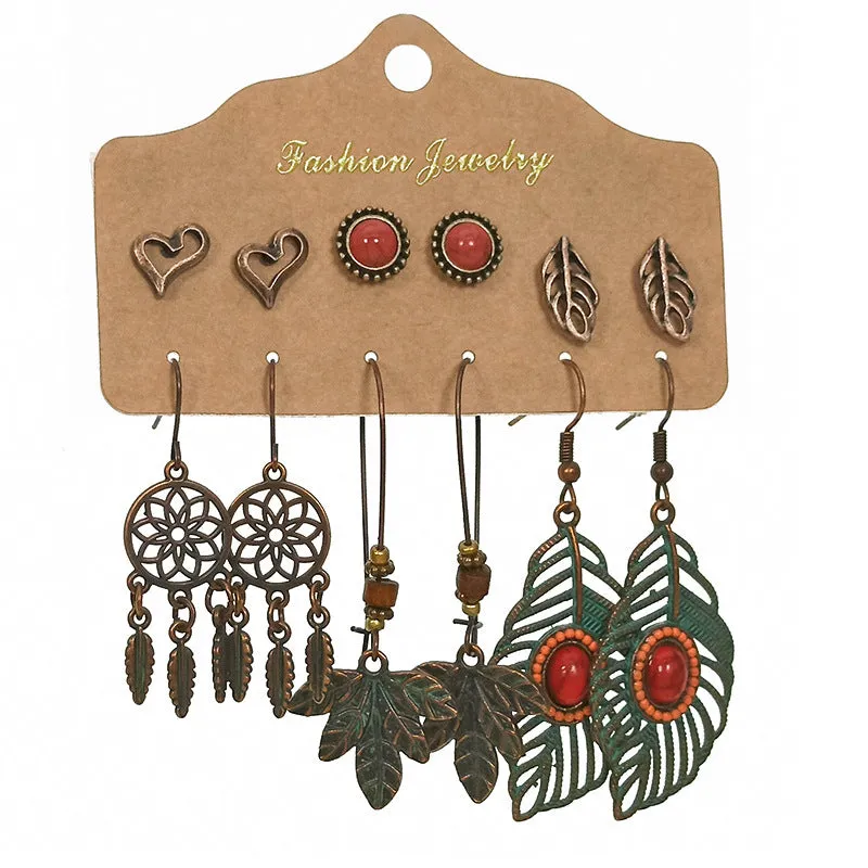 Wholesale Vintage Geometric Alloy Tassel Set Earrings