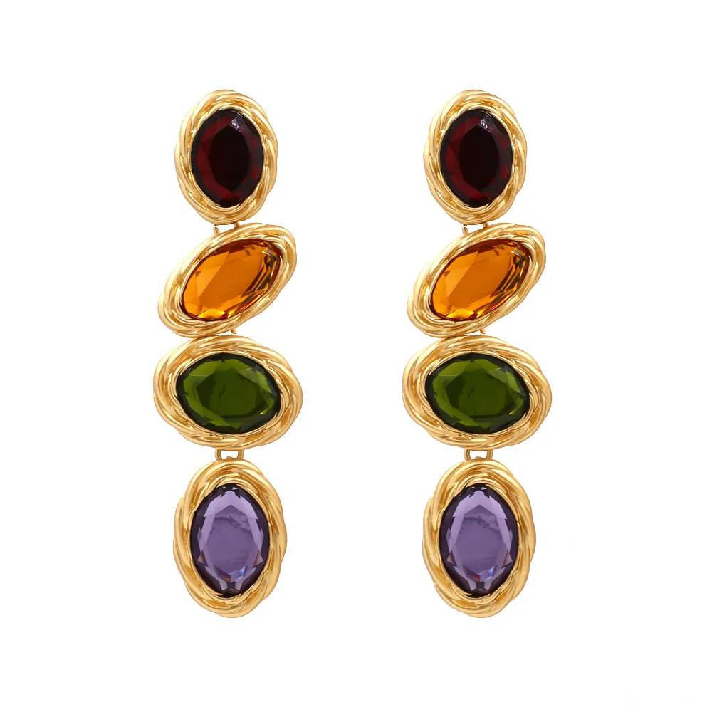 Wholesale Vintage Geometric Glass Crystal Earrings