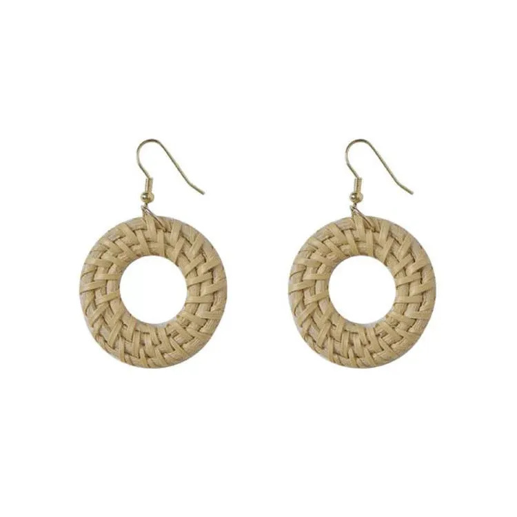 Wholesale Vintage Geometric Round Rattan Earrings