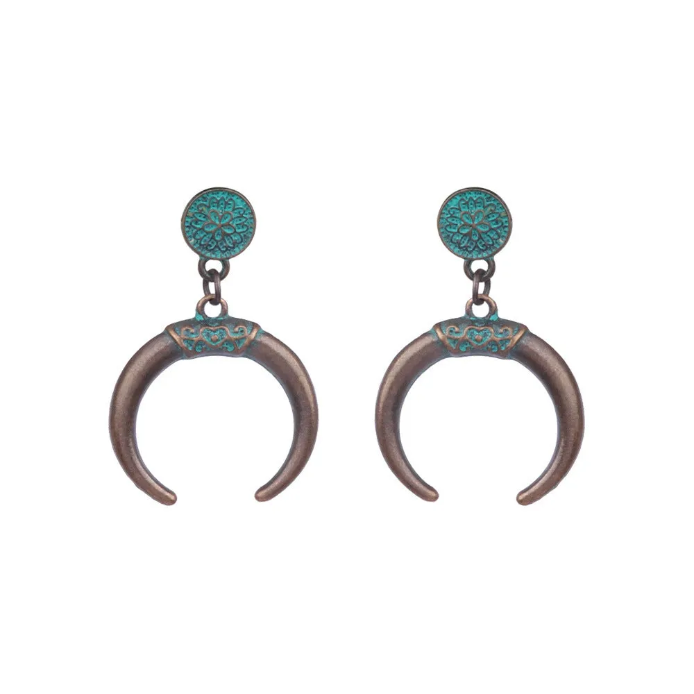 Wholesale Vintage Geometric Turquoise Tassel Earrings