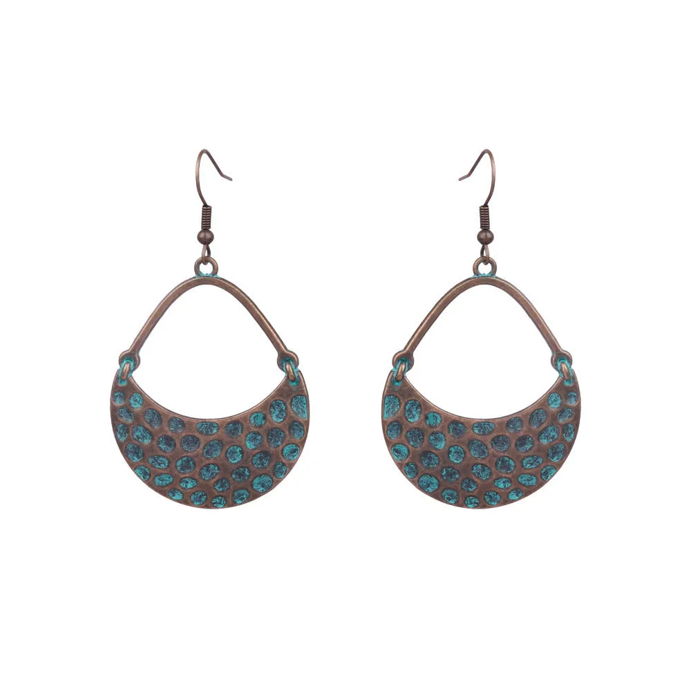 Wholesale Vintage Geometric Turquoise Tassel Earrings