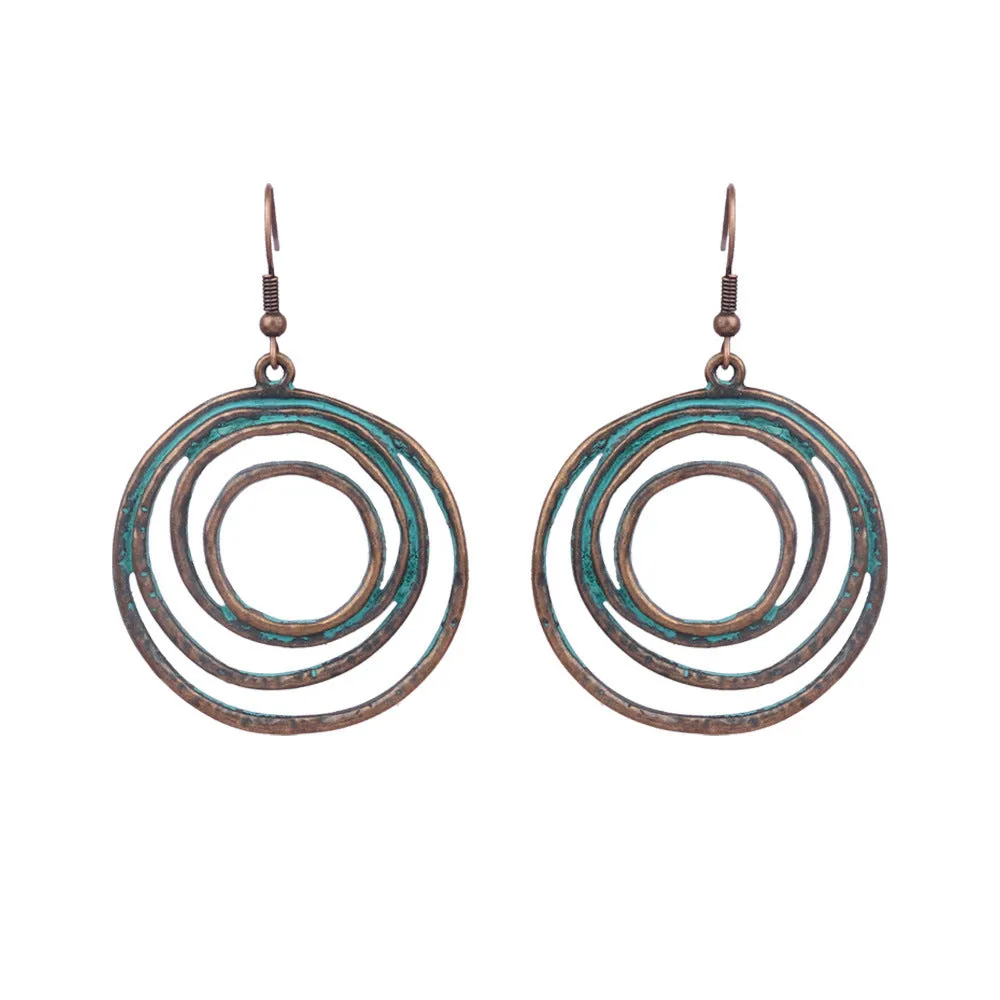 Wholesale Vintage Geometric Turquoise Tassel Earrings