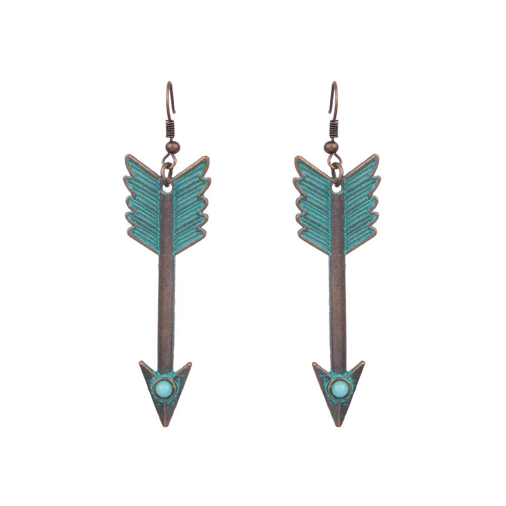 Wholesale Vintage Geometric Turquoise Tassel Earrings