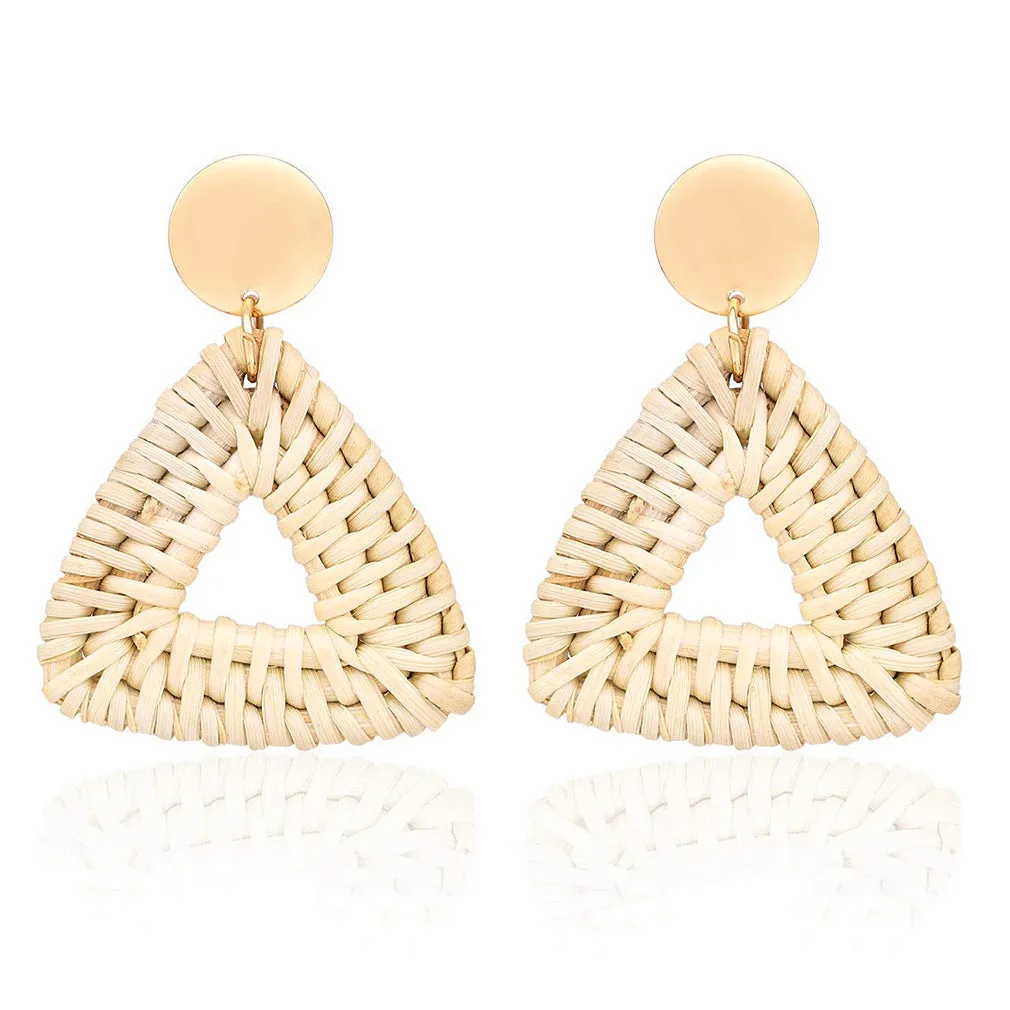 Wholesale Vintage Geometric Vines Wood Earrings