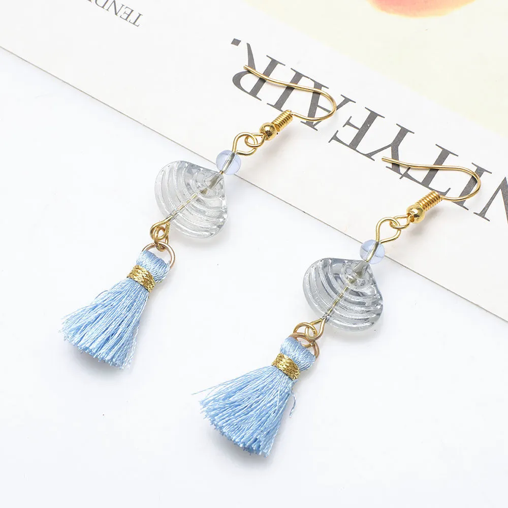 Wholesale Vintage Glass Shell Fashion Long Tassel Earrings